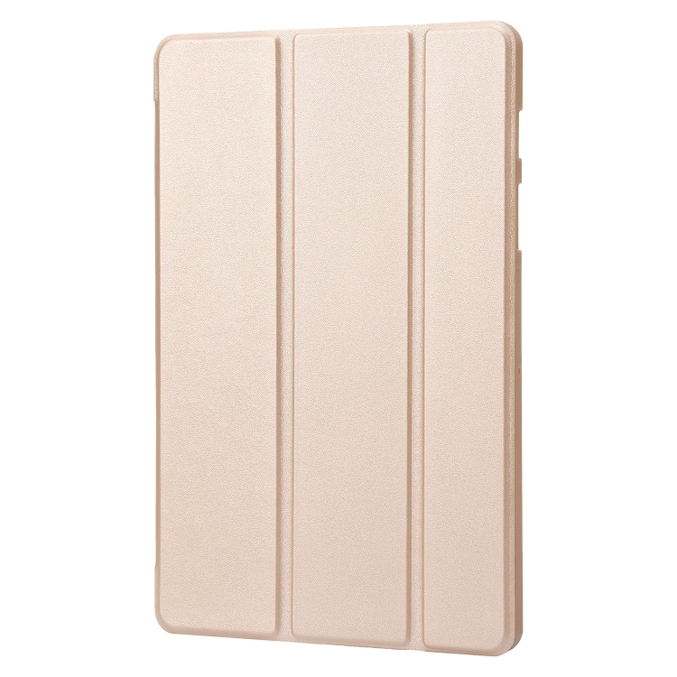 Para Samsung Galaxy Tab S9 Funda para tableta de cuero de silicona con soporte de 3 pliegues (dorado) - 1