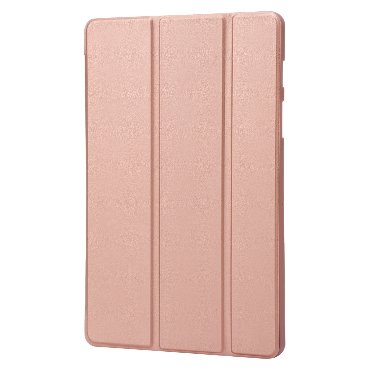 For Samsung Galaxy Tab S9 3-Fold Holder Silicone Leather Tablet Case(Rose Gold) For Samsung Galaxy Tab S9 3-Fold Holder Silicone Leather Tablet Case(Rose Gold)