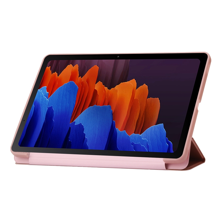 For Samsung Galaxy Tab S9 3-Fold Holder Silicone Leather Tablet Case(Rose Gold) For Samsung Galaxy Tab S9 3-Fold Holder Silicone Leather Tablet Case(Rose Gold)