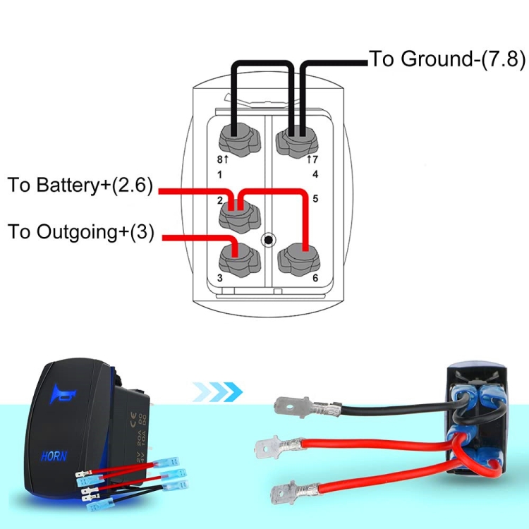 12 Interruttore a bilanciere per clacson per auto 20A / 24V 10A con set di  ponticelli