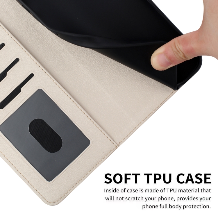 For iPhone 15 Cartoon Cats Leather Phone Case(Beige White) For iPhone 15 Cartoon Cats Leather Phone Case(Beige White)