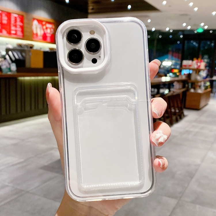 For iPhone 15 Pro 360 Clear PC Hybrid TPU Phone Case with Card Slot(White) For iPhone 15 Pro 360 Clear PC Hybrid TPU Phone Case with Card Slot(White)