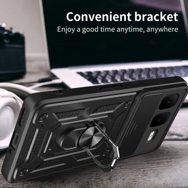 For Infinix Smart 10 Plus 4G Sliding Camera Cover Design TPU+PC Phone Case(Black)