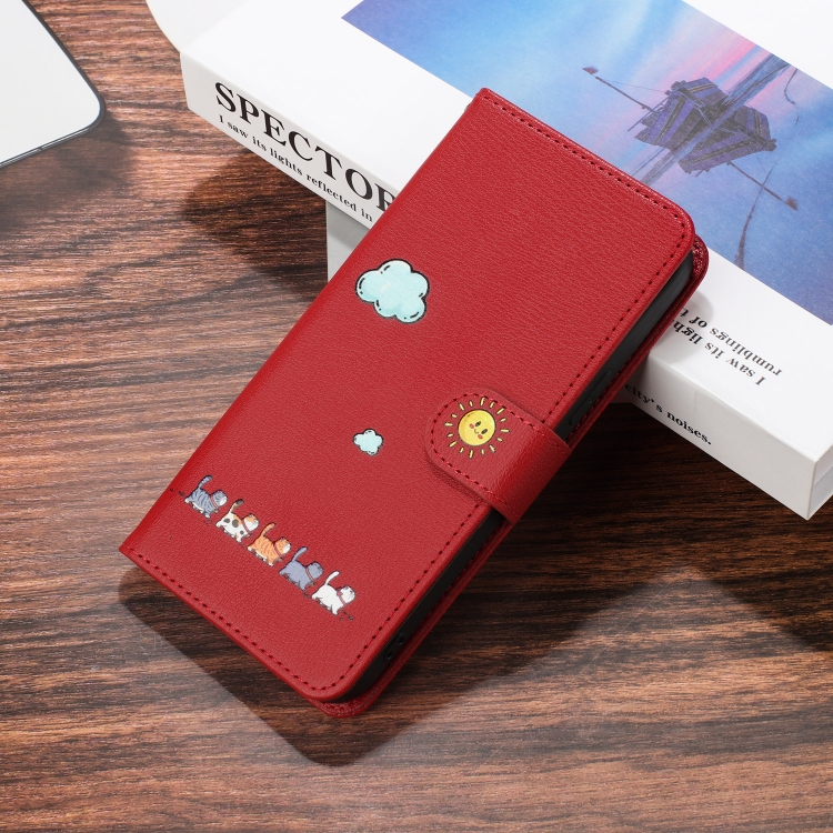 For Samsung Galaxy S23+ 5G Cartoon Cats Leather Phone Case(Red) For Samsung Galaxy S23+ 5G Cartoon Cats Leather Phone Case(Red)