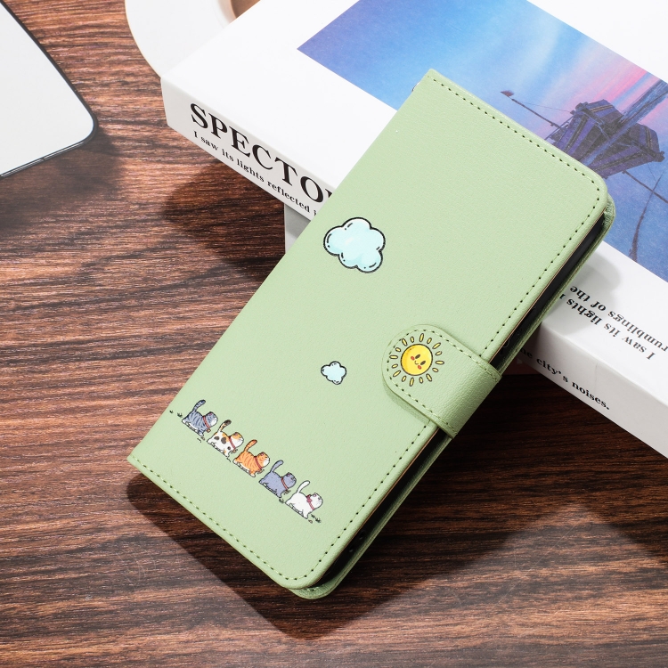For Samsung Galaxy S23+ 5G Cartoon Cats Leather Phone Case(Green) For Samsung Galaxy S23+ 5G Cartoon Cats Leather Phone Case(Green)