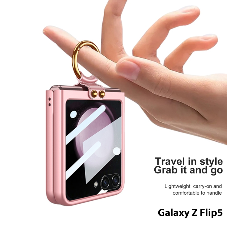 For Samsung Galaxy Z Flip5 GKK Integrated Ultra-thin PC Ring Holder Phone Case(Pink) For Samsung Galaxy Z Flip5 GKK Integrated Ultra-thin PC Ring Holder Phone Case(Pink)