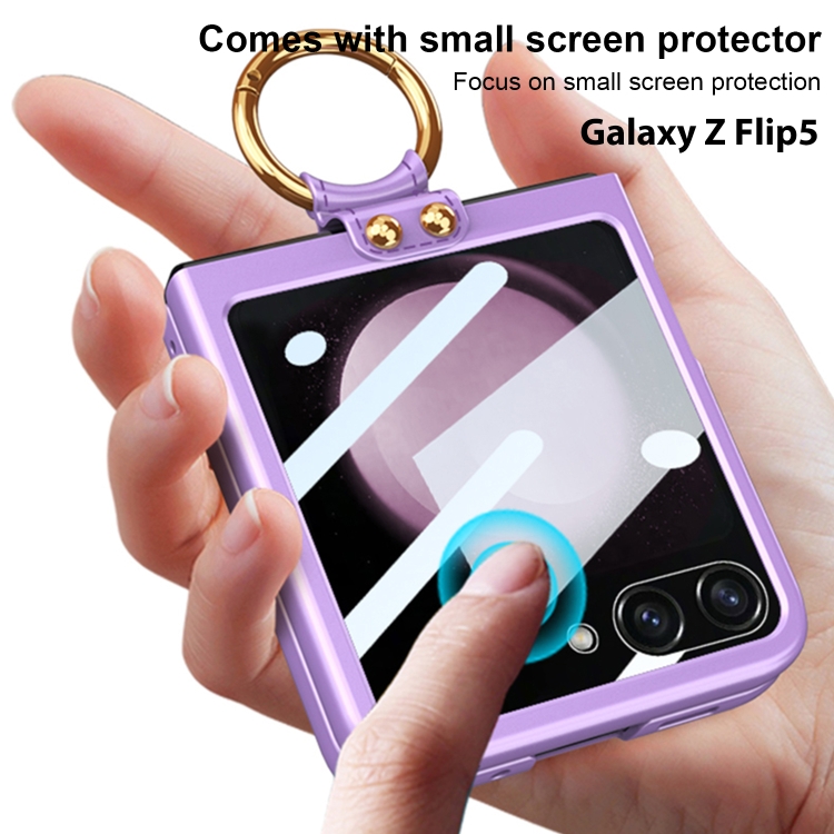 For Samsung Galaxy Z Flip5 GKK Integrated Ultra-thin PC Ring Holder Phone Case(Pink) For Samsung Galaxy Z Flip5 GKK Integrated Ultra-thin PC Ring Holder Phone Case(Pink)