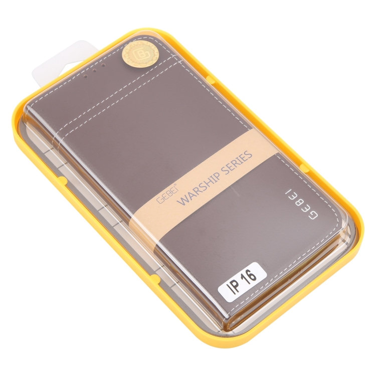 For iPhone 16 GEBEI Top-grain Horizontal Flip Leather Phone Case(Brown)