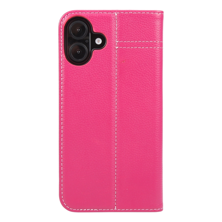 For iPhone 16 Plus GEBEI Top-grain Horizontal Flip Leather Phone Case(Rose Red) For iPhone 16 Plus GEBEI Top-grain Horizontal Flip Leather Phone Case(Rose Red)