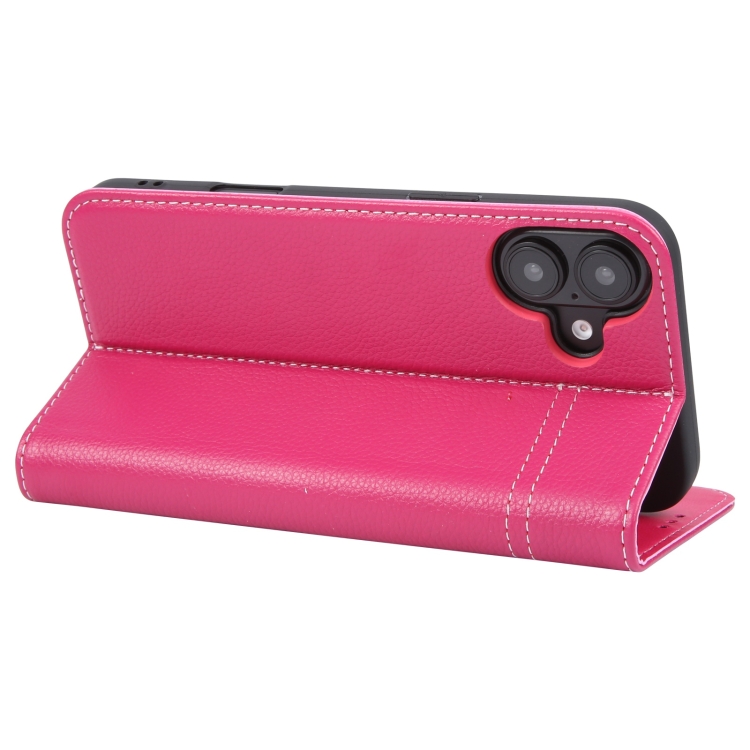 For iPhone 16 Plus GEBEI Top-grain Horizontal Flip Leather Phone Case(Rose Red) For iPhone 16 Plus GEBEI Top-grain Horizontal Flip Leather Phone Case(Rose Red)