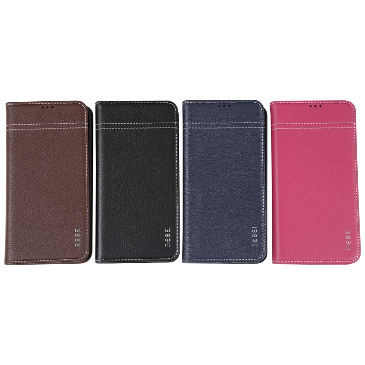 For iPhone 16 Plus GEBEI Top-grain Horizontal Flip Leather Phone Case(Rose Red) For iPhone 16 Plus GEBEI Top-grain Horizontal Flip Leather Phone Case(Rose Red)