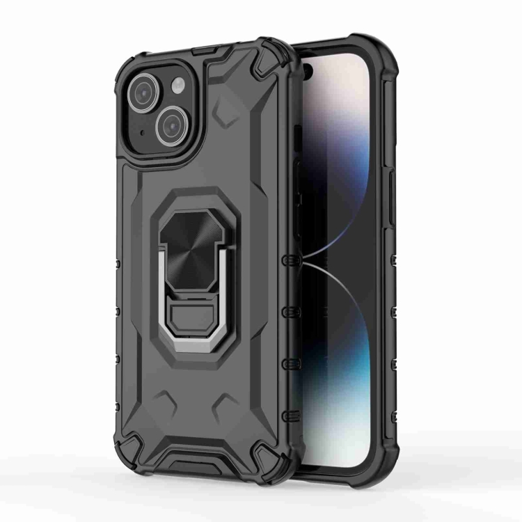 For iPhone 15 Plus Ice Armor Series Ring Holder Phone Case(Black) For iPhone 15 Plus Ice Armor Series Ring Holder Phone Case(Black)