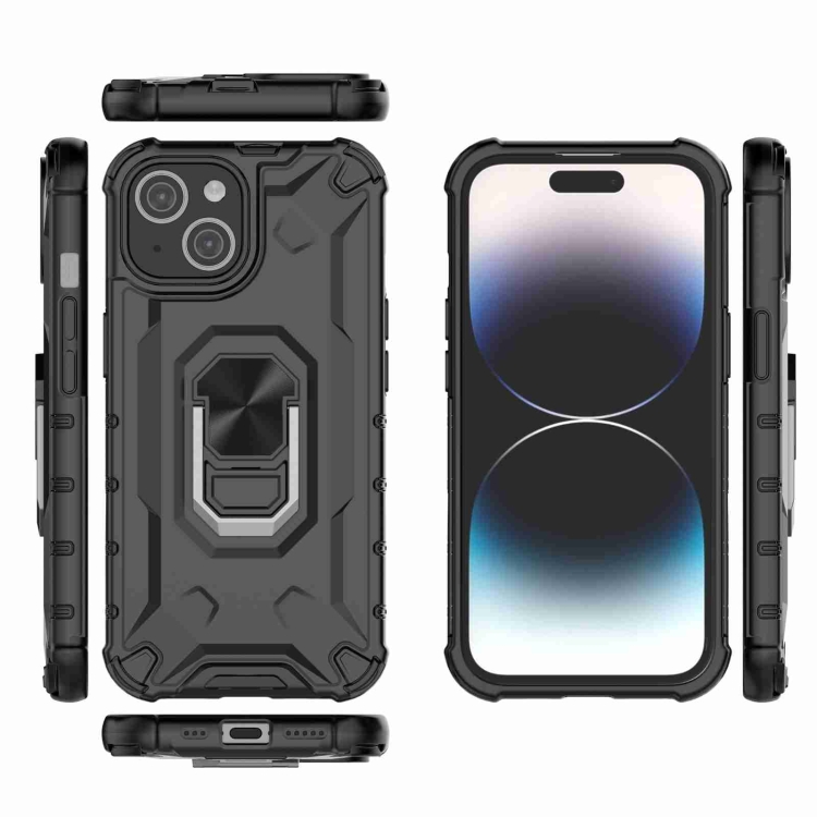 For iPhone 15 Plus Ice Armor Series Ring Holder Phone Case(Black) For iPhone 15 Plus Ice Armor Series Ring Holder Phone Case(Black)