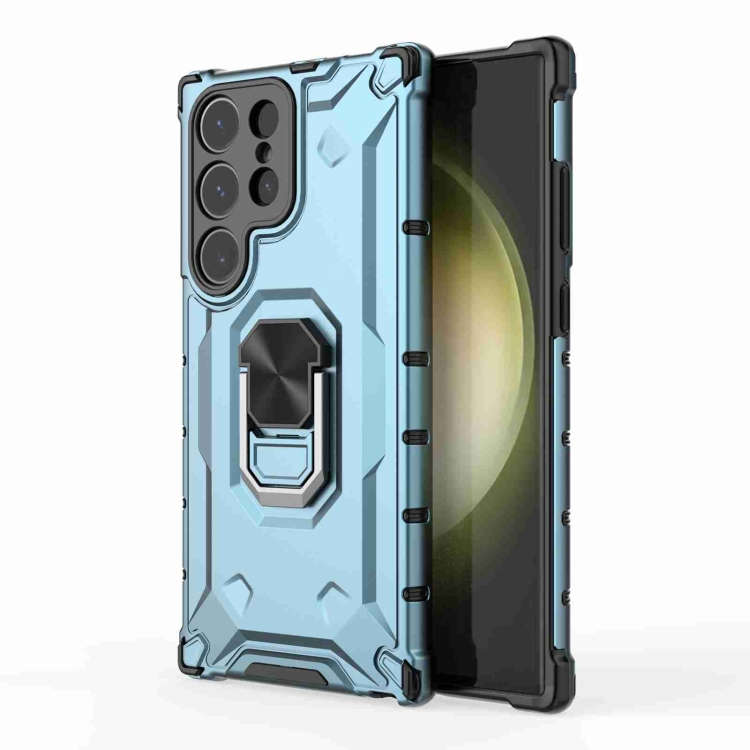 For Samsung Galaxy S23 Ultra 5G Ice Armor Series Ring Holder Phone Case(Blue) For Samsung Galaxy S23 Ultra 5G Ice Armor Series Ring Holder Phone Case(Blue)