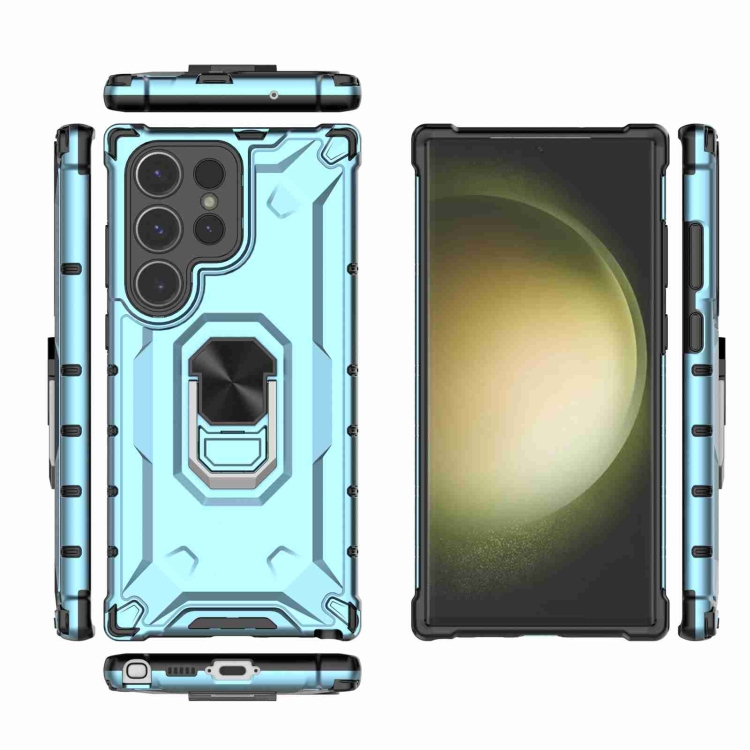 For Samsung Galaxy S23 Ultra 5G Ice Armor Series Ring Holder Phone Case(Blue) For Samsung Galaxy S23 Ultra 5G Ice Armor Series Ring Holder Phone Case(Blue)