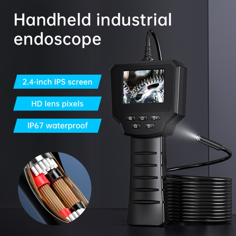Endoscopio de tubería industrial con lentes 128AV de 8 mm con pantalla de 2,4 pulgadas, especificación: tubo de 3 m - 1