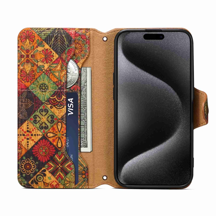 For iPhone 14 Plus Denior Flower Language Series Cork Fabric Oil Edge Leather Phone Case(Autumn) For iPhone 14 Plus Denior Flower Language Series Cork Fabric Oil Edge Leather Phone Case(Autumn)