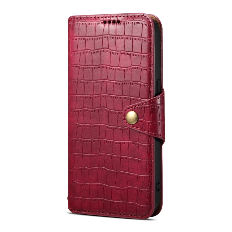 For iPhone 16 Pro Denior Crocodile Texture Oil Edge Leather Phone Case(Rose Red) For iPhone 16 Pro Denior Crocodile Texture Oil Edge Leather Phone Case(Rose Red)