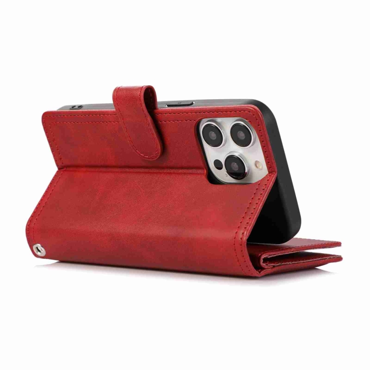 For iPhone 14 Wristband Card Slot Leather Phone Case(Red) For iPhone 14 Wristband Card Slot Leather Phone Case(Red)