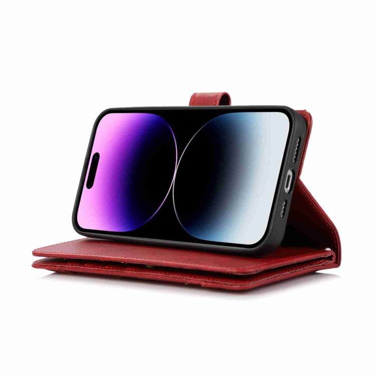For iPhone 14 Wristband Card Slot Leather Phone Case(Red) For iPhone 14 Wristband Card Slot Leather Phone Case(Red)