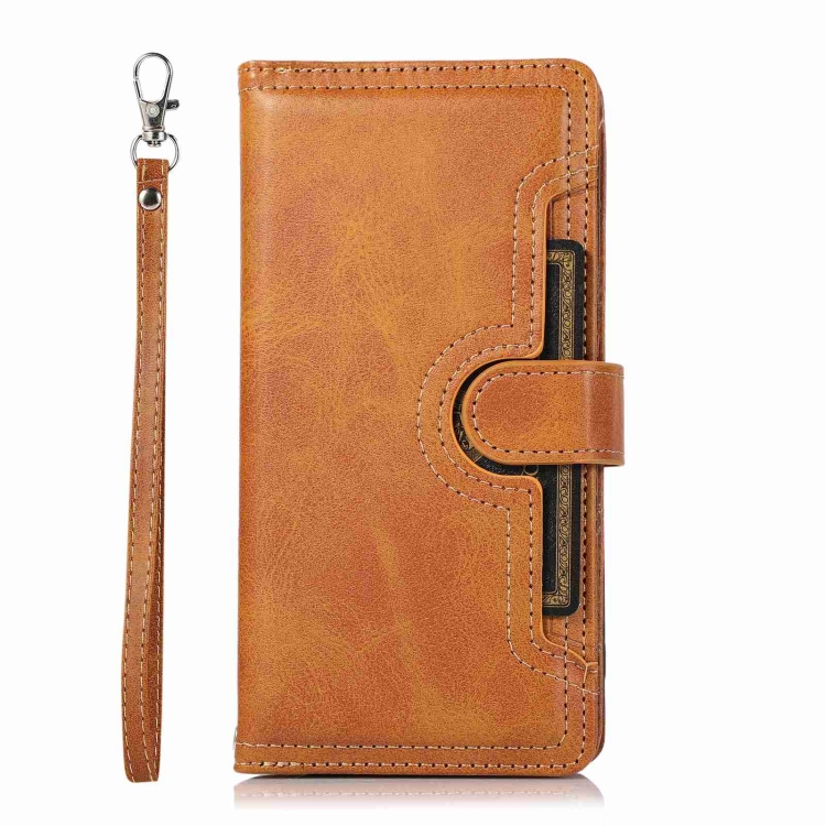 For iPhone 14 Plus Wristband Card Slot Leather Phone Case(Brown) For iPhone 14 Plus Wristband Card Slot Leather Phone Case(Brown)