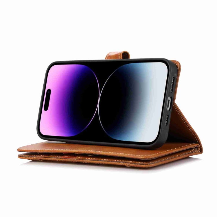 For iPhone 14 Plus Wristband Card Slot Leather Phone Case(Brown) For iPhone 14 Plus Wristband Card Slot Leather Phone Case(Brown)