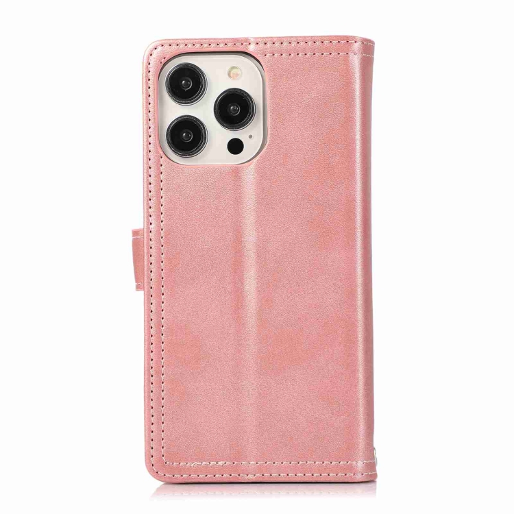 For iPhone 14 Pro Max Wristband Card Slot Leather Phone Case(Rose Gold) For iPhone 14 Pro Max Wristband Card Slot Leather Phone Case(Rose Gold)