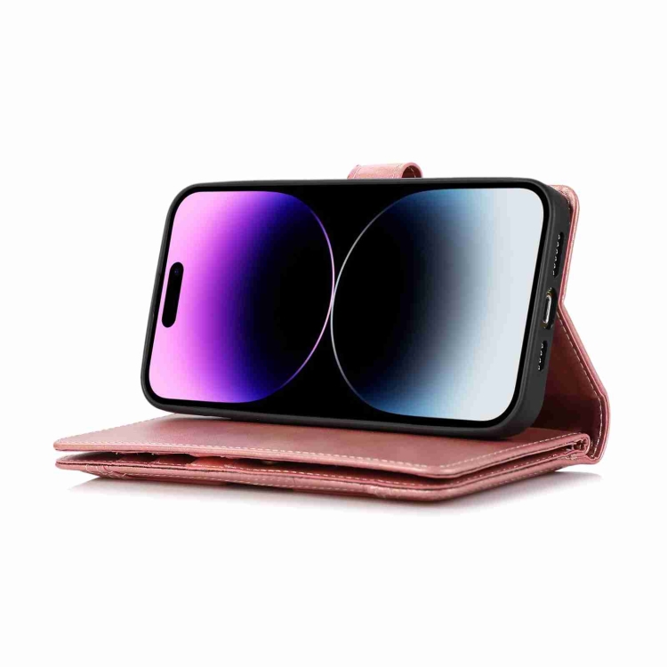 For iPhone 14 Pro Max Wristband Card Slot Leather Phone Case(Rose Gold) For iPhone 14 Pro Max Wristband Card Slot Leather Phone Case(Rose Gold)