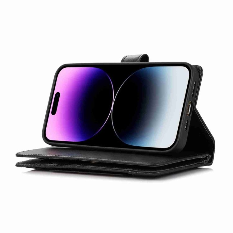 For iPhone 15 Wristband Card Slot Leather Phone Case(Black) For iPhone 15 Wristband Card Slot Leather Phone Case(Black)
