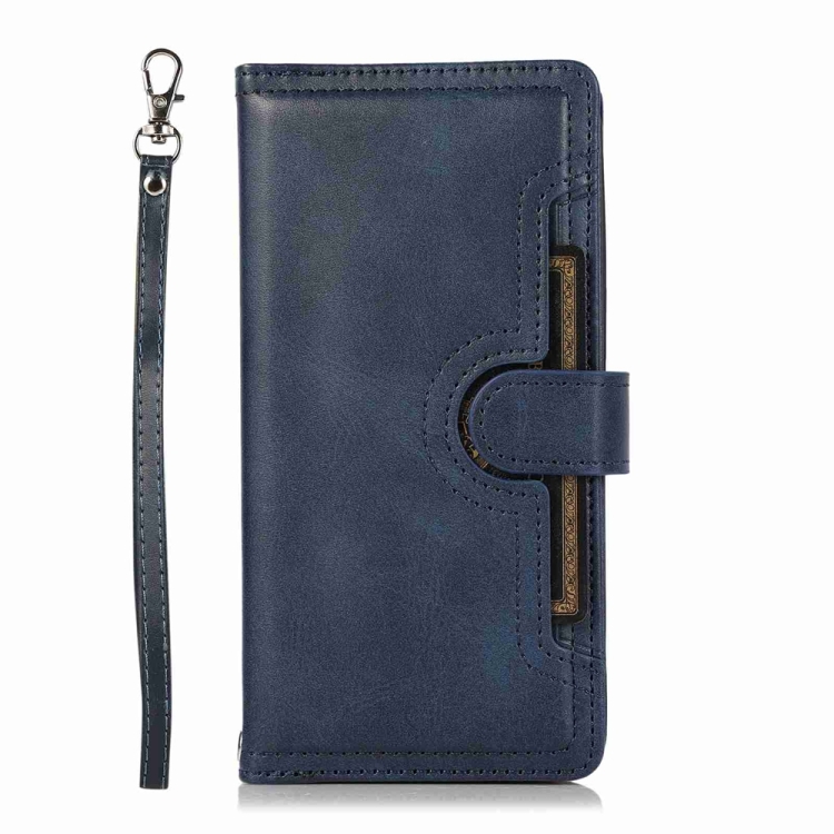 For iPhone 16 Pro Wristband Card Slot Leather Phone Case(Blue) For iPhone 16 Pro Wristband Card Slot Leather Phone Case(Blue)