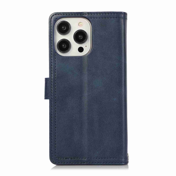 For iPhone 16 Pro Wristband Card Slot Leather Phone Case(Blue) For iPhone 16 Pro Wristband Card Slot Leather Phone Case(Blue)