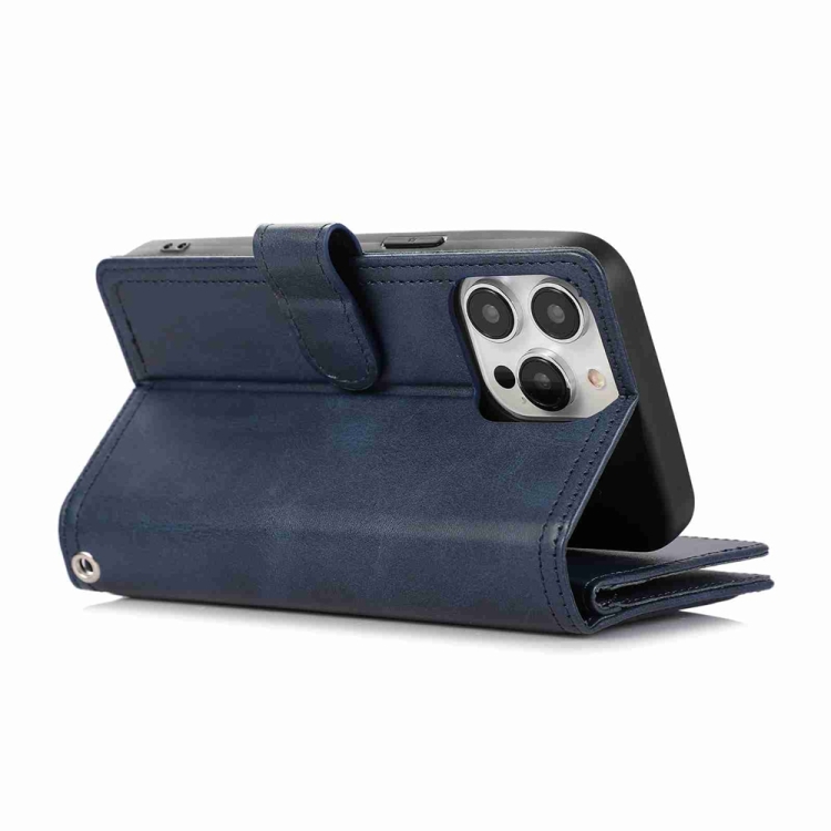 For iPhone 16 Pro Wristband Card Slot Leather Phone Case(Blue) For iPhone 16 Pro Wristband Card Slot Leather Phone Case(Blue)