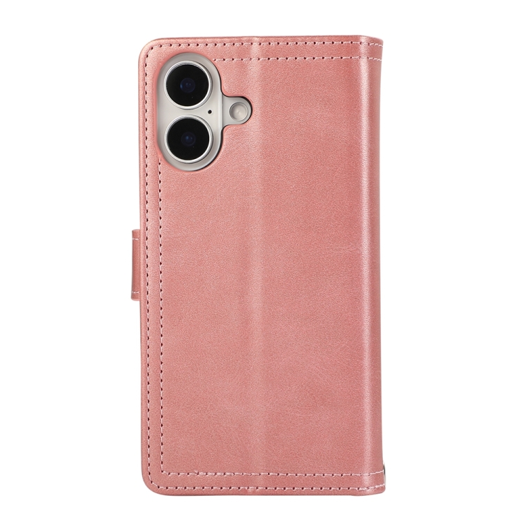 For iPhone 16 Wristband Card Slot Leather Phone Case(Rose Gold) For iPhone 16 Wristband Card Slot Leather Phone Case(Rose Gold)