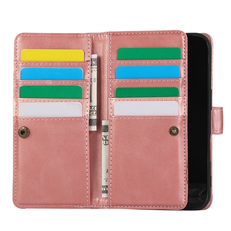 For iPhone 16 Wristband Card Slot Leather Phone Case(Rose Gold) For iPhone 16 Wristband Card Slot Leather Phone Case(Rose Gold)