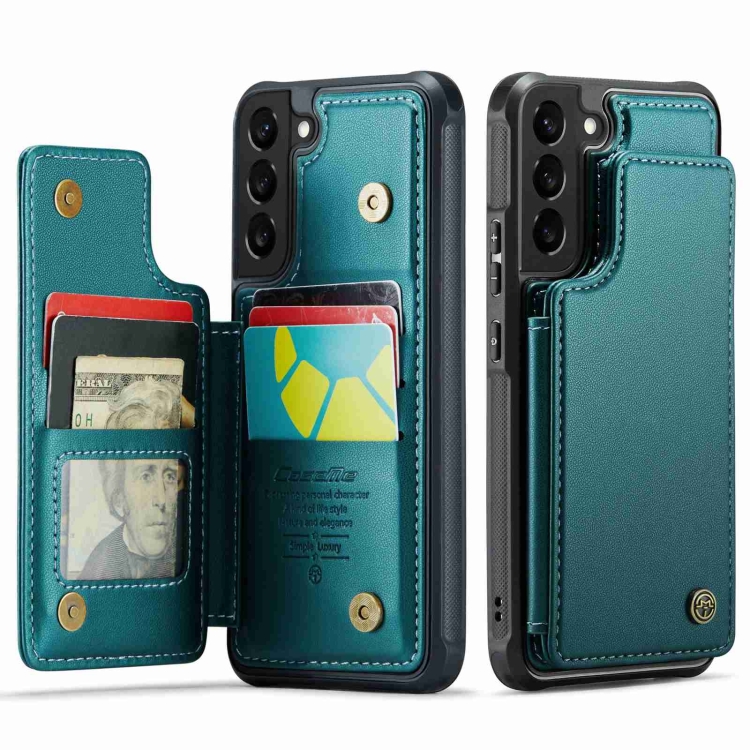 For Samsung Galaxy S22+ 5G CaseMe C22 Card Slots Holder RFID Anti-theft Phone Case(Blue Green) For Samsung Galaxy S22+ 5G CaseMe C22 Card Slots Holder RFID Anti-theft Phone Case(Blue Green)