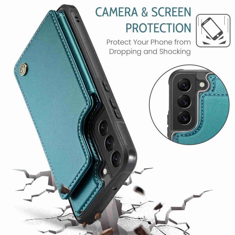 For Samsung Galaxy S22+ 5G CaseMe C22 Card Slots Holder RFID Anti-theft Phone Case(Blue Green) For Samsung Galaxy S22+ 5G CaseMe C22 Card Slots Holder RFID Anti-theft Phone Case(Blue Green)
