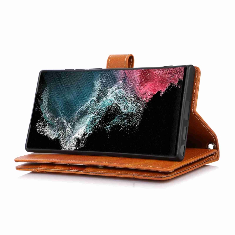 For Samsung Galaxy S23+ 5G Wristband Card Slot Leather Phone Case(Brown) For Samsung Galaxy S23+ 5G Wristband Card Slot Leather Phone Case(Brown)