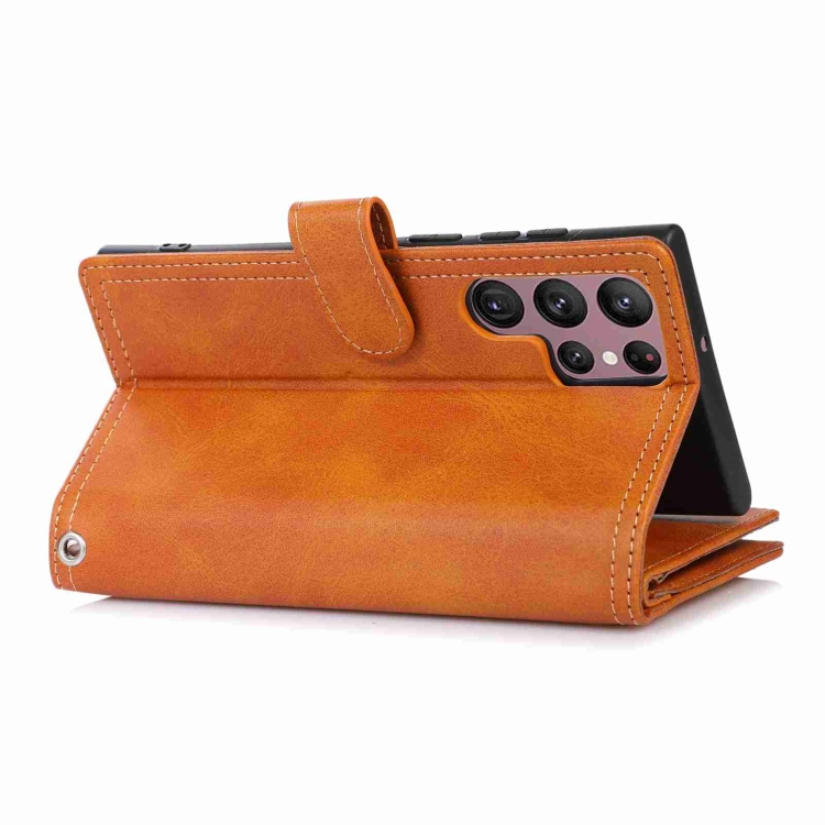 For Samsung Galaxy S23+ 5G Wristband Card Slot Leather Phone Case(Brown) For Samsung Galaxy S23+ 5G Wristband Card Slot Leather Phone Case(Brown)