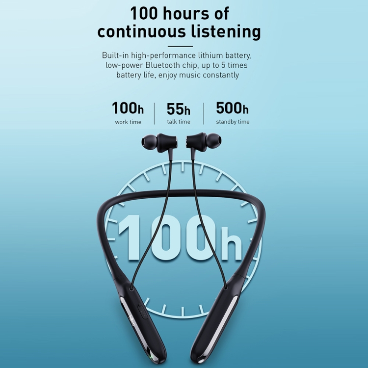 Hileo Hi75 Wireless Bluetooth Hanging Neck In-ear Sports Earphone(Black)