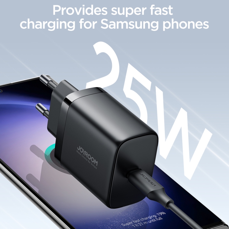 ⁧JOYROOM JR-TCF11 25W USB-C / Type-C شاحن سريع مع مجموعة كابل، قابس الاتحاد الأوروبي (أبيض)⁩ - 1