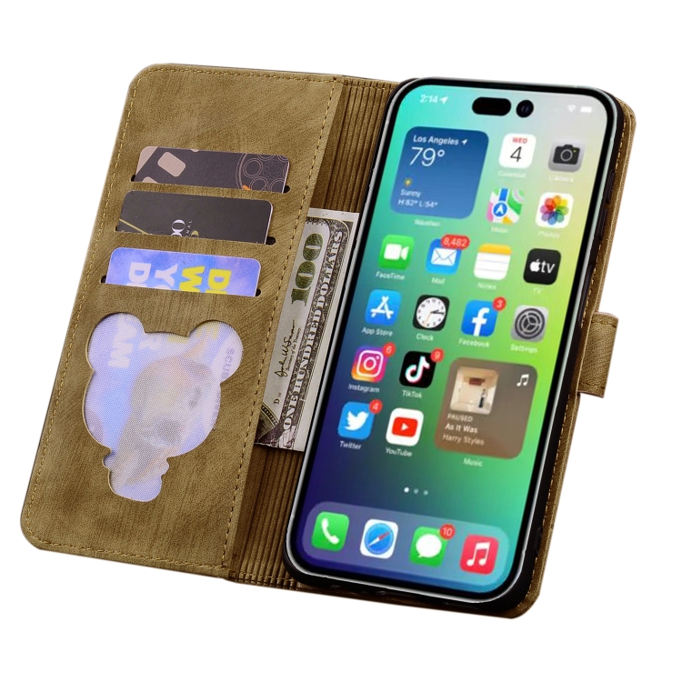 For iPhone 16 Pro Cartoon Sakura Cat Embossed Leather Phone Case(Brown) For iPhone 16 Pro Cartoon Sakura Cat Embossed Leather Phone Case(Brown)