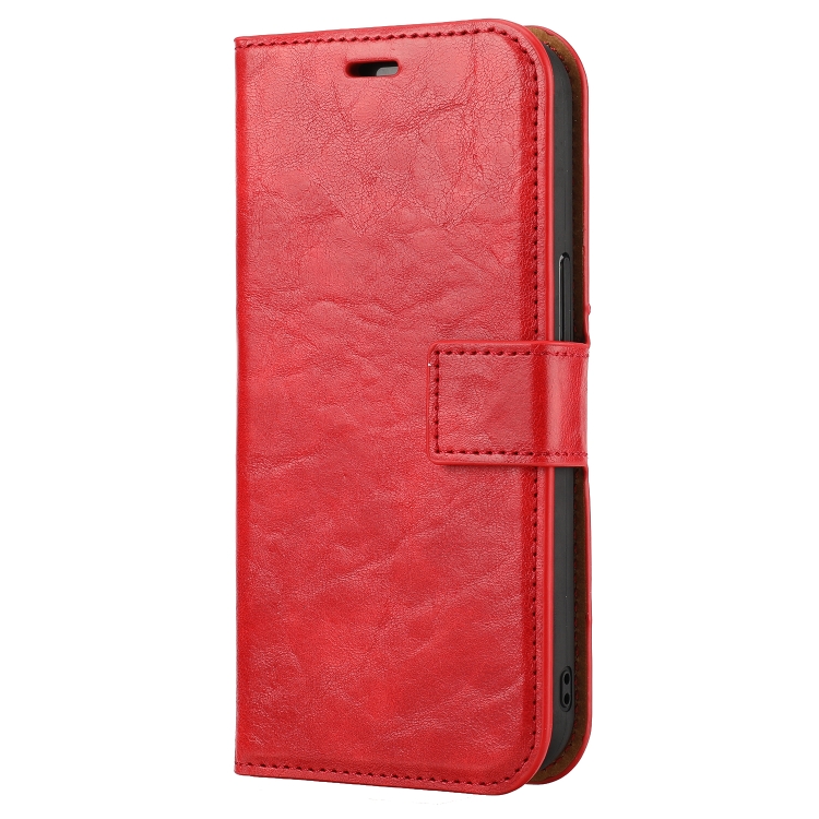 For iPhone 15 Plus Crazy Horse Texture Detachable Horizontal Flip PU Case(Red)