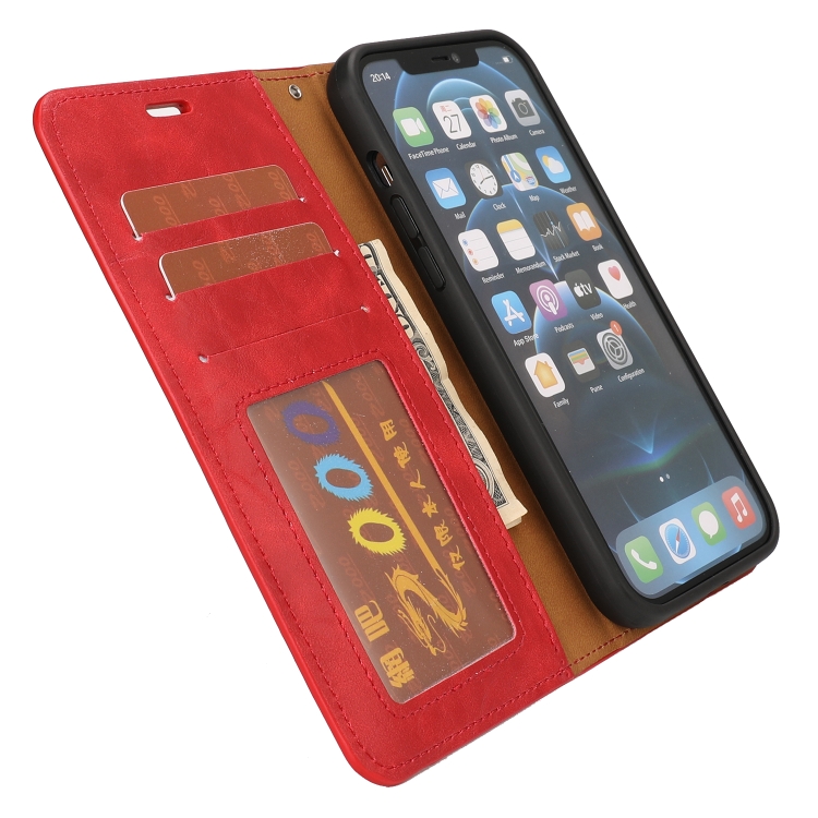 For iPhone 15 Plus Crazy Horse Texture Detachable Horizontal Flip PU Case(Red)