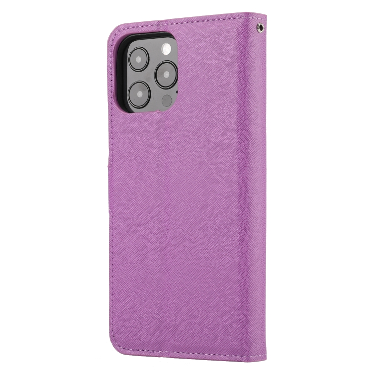 For iPhone 15 Pro Cross Texture Detachable Horizontal Flip PU Leather Case(Purple) For iPhone 15 Pro Cross Texture Detachable Horizontal Flip PU Leather Case(Purple)