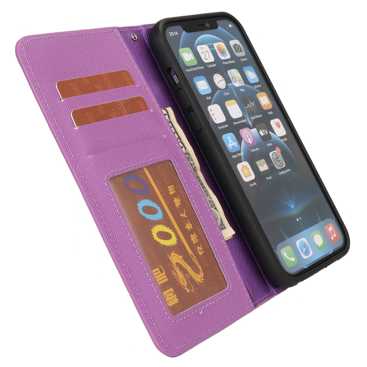 For iPhone 15 Pro Cross Texture Detachable Horizontal Flip PU Leather Case(Purple) For iPhone 15 Pro Cross Texture Detachable Horizontal Flip PU Leather Case(Purple)