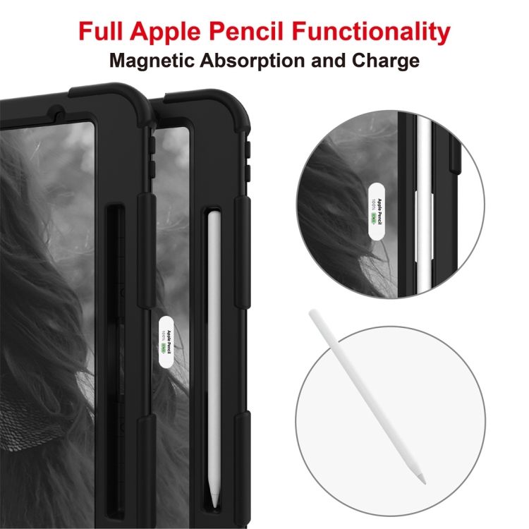 For iPad Pro 12.9 (2018) / (2020) Shockproof Two-Color Silicone Protective Tablet Case with Holder(Black)