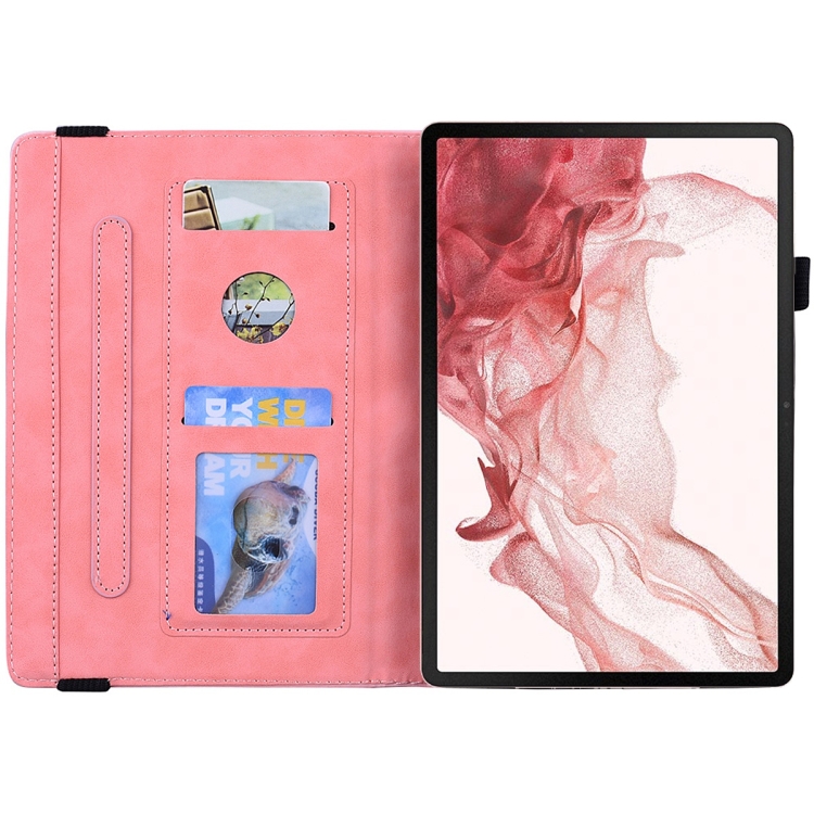 For Samsung Galaxy Tab S9 Ultra Calf Texture Embossed Leather Tablet Case(Pink) For Samsung Galaxy Tab S9 Ultra Calf Texture Embossed Leather Tablet Case(Pink)
