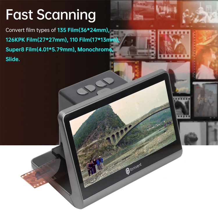 TON172 Escáner de película con pantalla HD de 24-48 megapíxeles y 7 pulgadas (enchufe de la UE) - B7