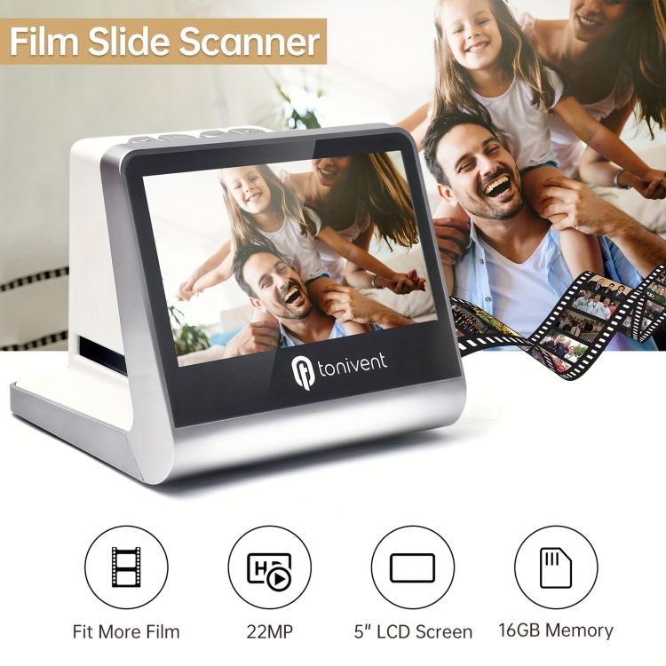 TON170 Escáner de película con pantalla HD de 22 megapíxeles y 5 pulgadas (enchufe de EE. UU.) - B8