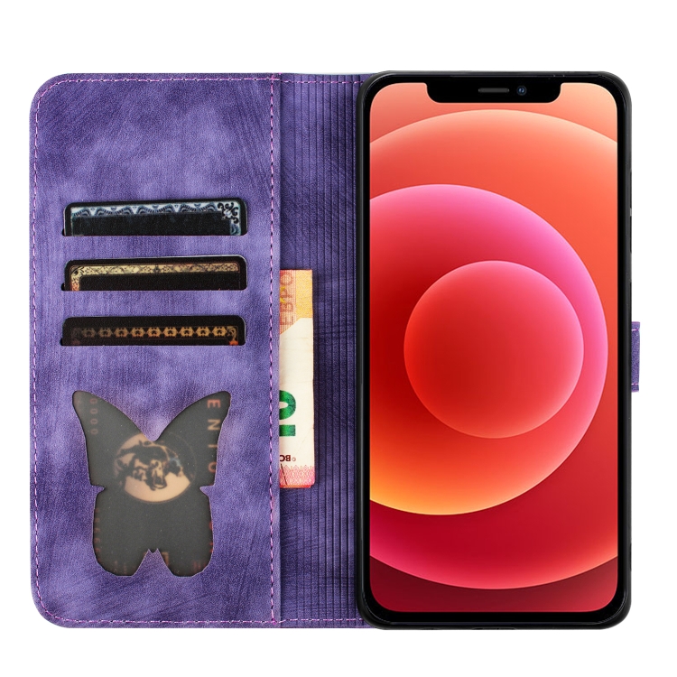 For iPhone 12 / 12 Pro Butterfly Cat Embossing Flip Leather Phone Case(Purple) For iPhone 12 / 12 Pro Butterfly Cat Embossing Flip Leather Phone Case(Purple)
